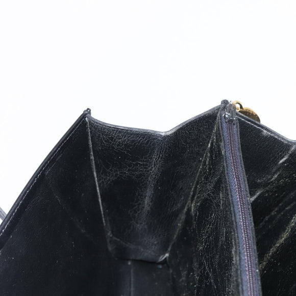 Christian Dior Handtas Leer Zwart Goud Auth ka1492