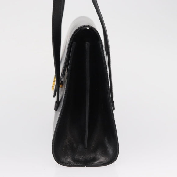 Christian Dior Handtas Leer Zwart Goud Auth ka1492