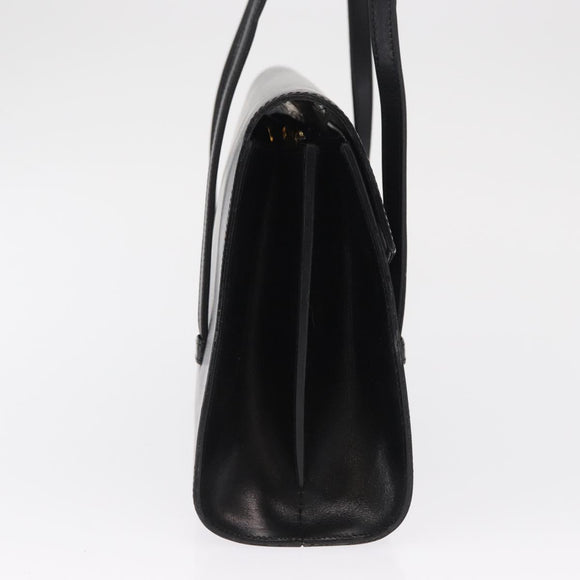 Christian Dior Handtas Leer Zwart Goud Auth ka1492