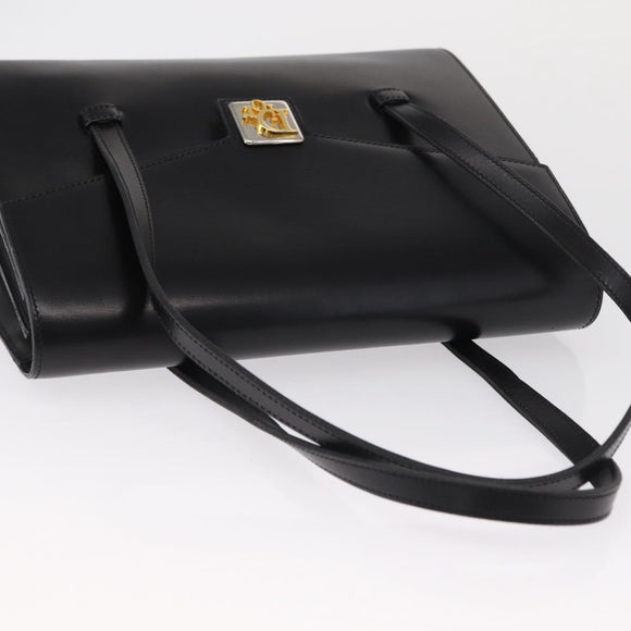 Christian Dior Handtas Leer Zwart Goud Auth ka1492