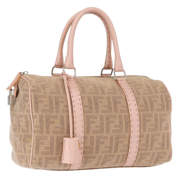 FENDI Zucca Canvas Hand Bag Beige Silver Auth ka1494