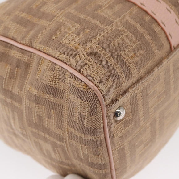 FENDI Zucca Canvas Hand Bag Beige Silver Auth ka1494