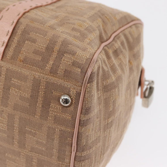 FENDI Zucca Canvas Hand Bag Beige Silver Auth ka1494