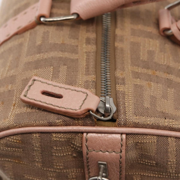 FENDI Zucca Canvas Hand Bag Beige Silver Auth ka1494