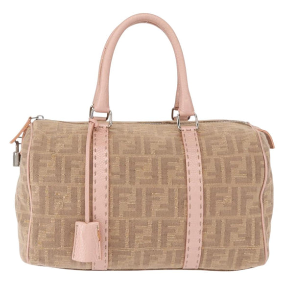 FENDI Zucca Canvas Hand Bag Beige Silver Auth ka1494