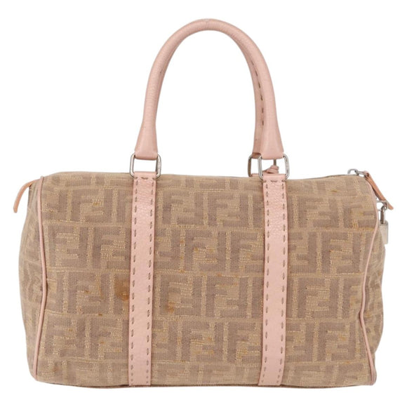FENDI Zucca Canvas Hand Bag Beige Silver Auth ka1494