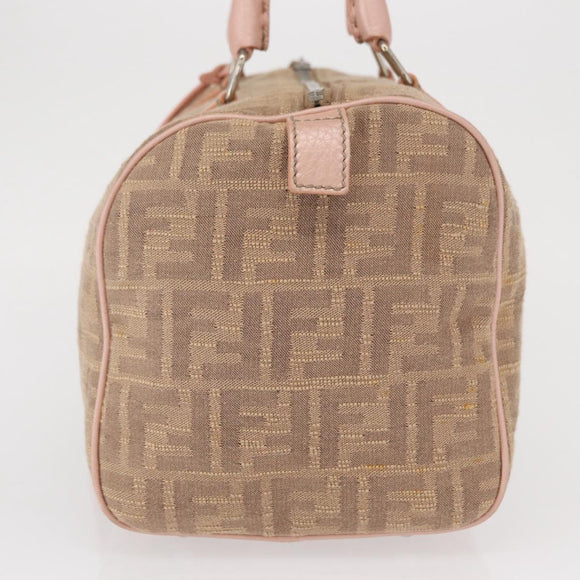 FENDI Zucca Canvas Hand Bag Beige Silver Auth ka1494