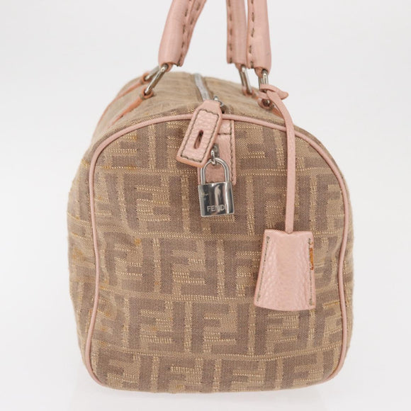 FENDI Zucca Canvas Hand Bag Beige Silver Auth ka1494