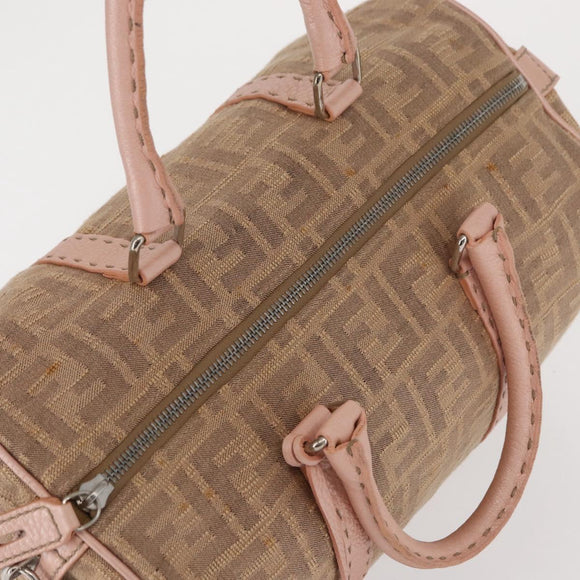 FENDI Zucca Canvas Hand Bag Beige Silver Auth ka1494