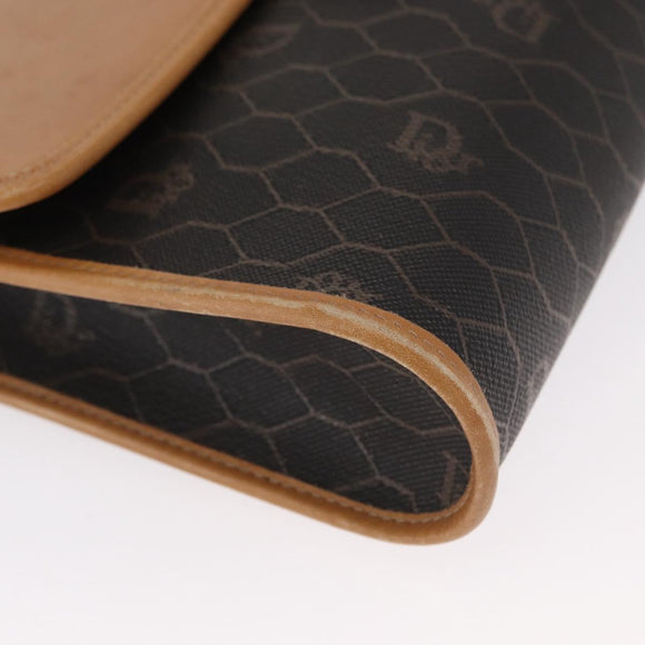 Christian Dior Honeycomb Canvas Shoulder Bag Black Gold Auth ka1495