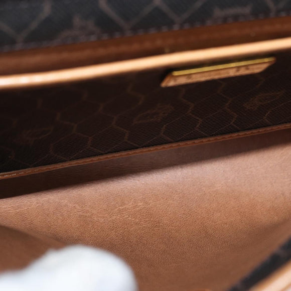 Christian Dior Honeycomb Canvas Shoulder Bag Black Gold Auth ka1495