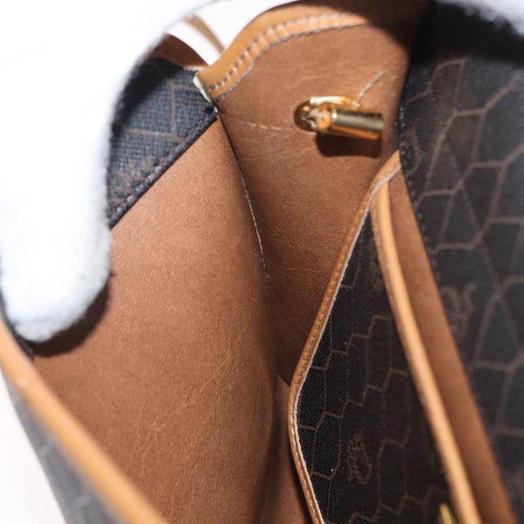 Christian Dior Honeycomb Canvas Shoulder Bag Black Gold Auth ka1495