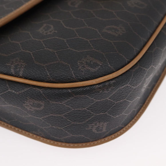 Christian Dior Honeycomb Canvas Shoulder Bag Black Gold Auth ka1496