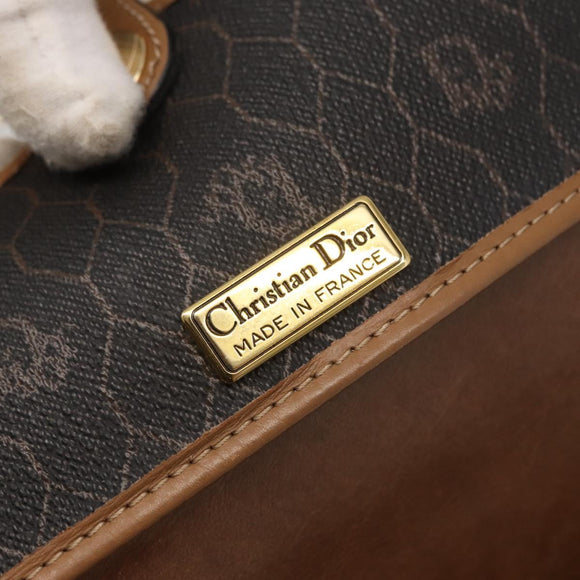 Christian Dior Honeycomb Canvas Shoulder Bag Black Gold Auth ka1496