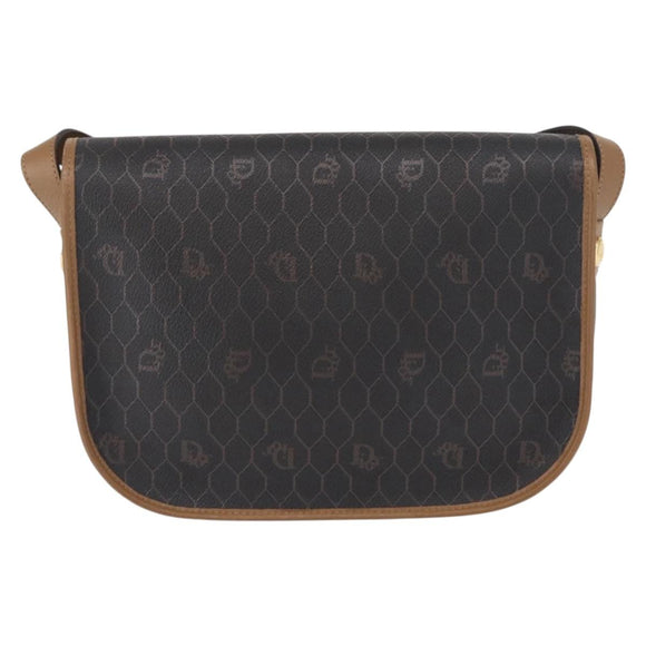 Christian Dior Honeycomb Canvas Shoulder Bag Black Gold Auth ka1496