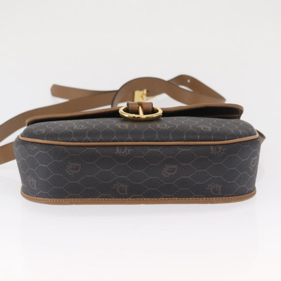 Christian Dior Honeycomb Canvas Shoulder Bag Black Gold Auth ka1496