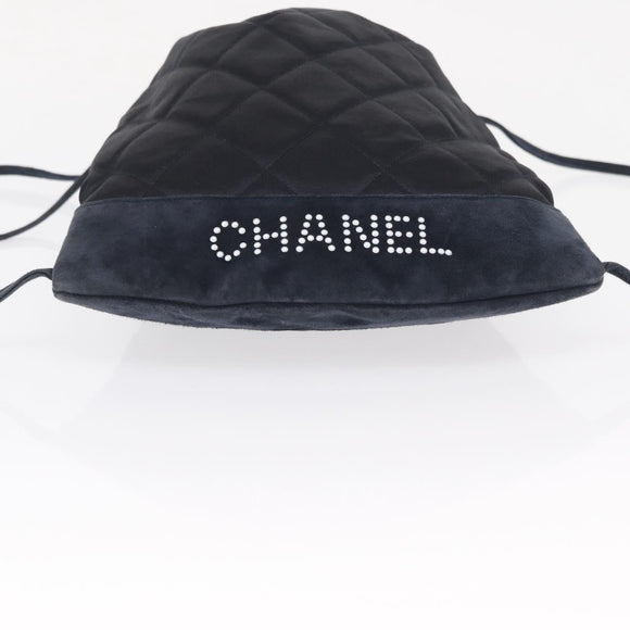 CHANEL Matelasse Backpack Satin Navy CC Auth ka1497