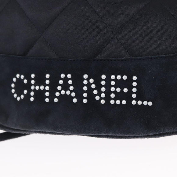 CHANEL Matelasse Backpack Satin Navy CC Auth ka1497
