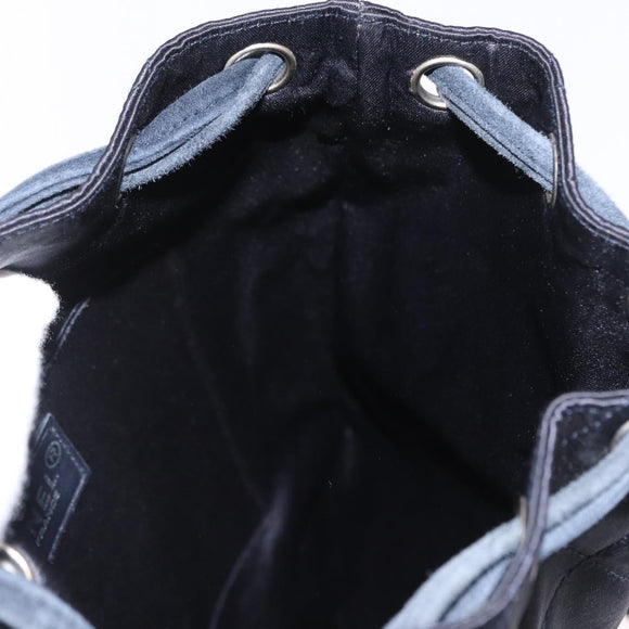CHANEL Matelasse Backpack Satin Navy CC Auth ka1497