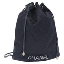 CHANEL Matelasse Backpack Satin Navy CC Auth ka1497-1