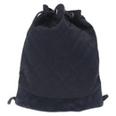 CHANEL Matelasse Backpack Satin Navy CC Auth ka1497-2