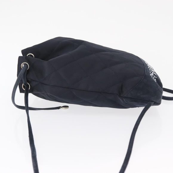 CHANEL Matelasse Backpack Satin Navy CC Auth ka1497