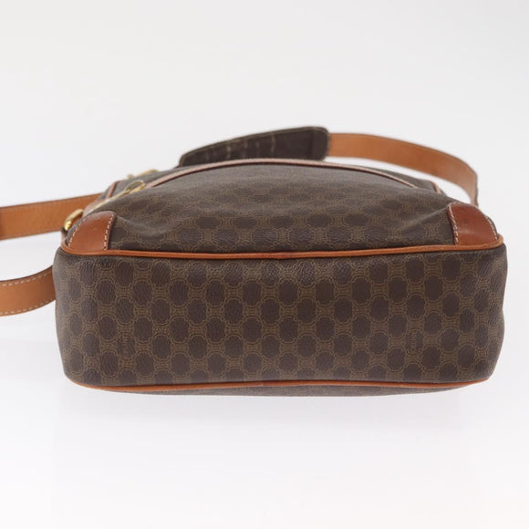 CELINE Macadam Canvas Shoulder Bag PVC Leather Brown Gold Auth ka1499