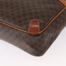CELINE Macadam Canvas Shoulder Bag PVC Leather Brown Gold Auth ka1499-12