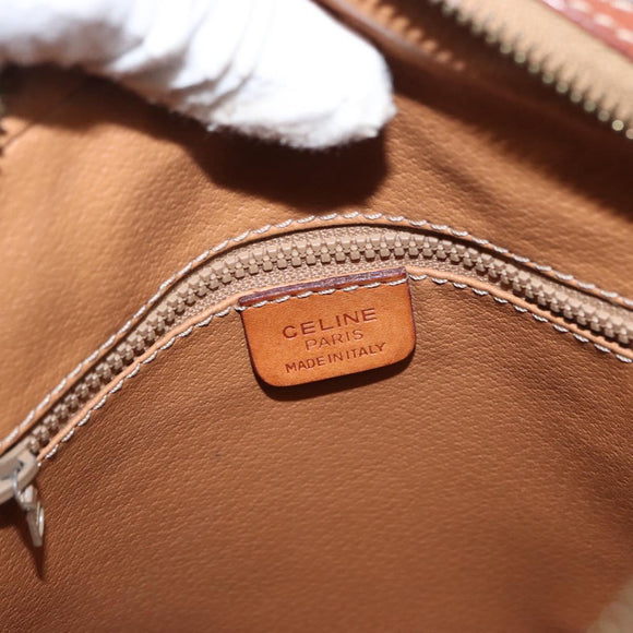 CELINE Macadam Canvas Shoulder Bag PVC Leather Brown Gold Auth ka1499