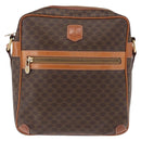 CELINE Macadam Canvas Shoulder Bag PVC Leather Brown Gold Auth ka1499-2