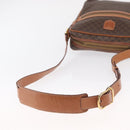 CELINE Macadam Canvas Shoulder Bag PVC Leather Brown Gold Auth ka1499-7