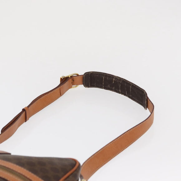 CELINE Macadam Canvas Shoulder Bag PVC Leather Brown Gold Auth ka1499