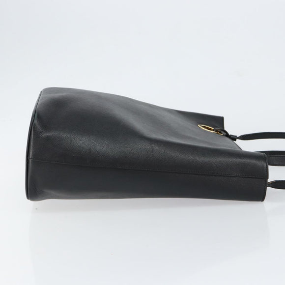 Salvatore Ferragamo Hand Bag Leather Gold Black Auth ka150