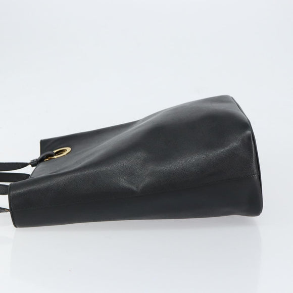 Salvatore Ferragamo Hand Bag Leather Gold Black Auth ka150