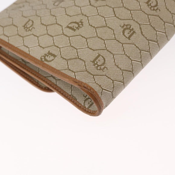 Christian Dior Honeycomb Canvas Shoulder Bag PVC Beige Gold Auth ka1500