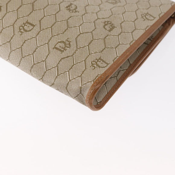 Christian Dior Honeycomb Canvas Shoulder Bag PVC Beige Gold Auth ka1500