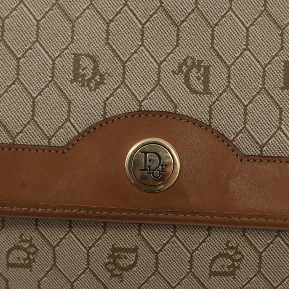 Christian Dior Honeycomb Canvas Shoulder Bag PVC Beige Gold Auth ka1500