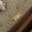 Christian Dior Honeycomb Canvas Shoulder Bag PVC Beige Gold Auth ka1500-16
