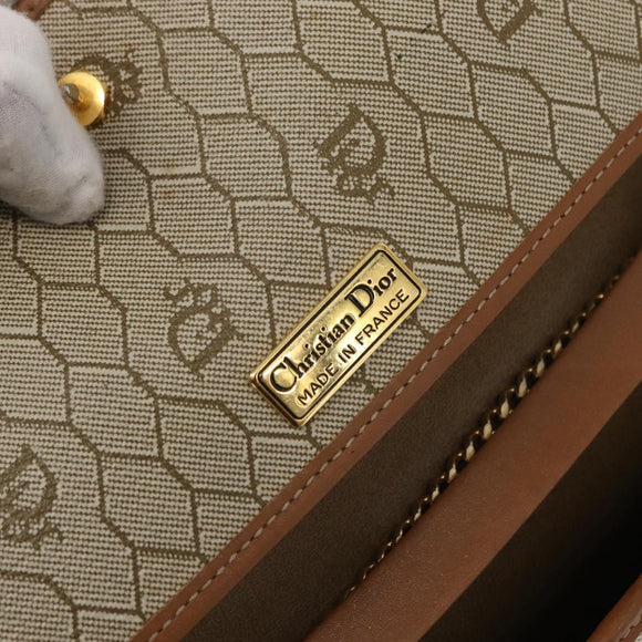 Christian Dior Honeycomb Canvas Shoulder Bag PVC Beige Gold Auth ka1500