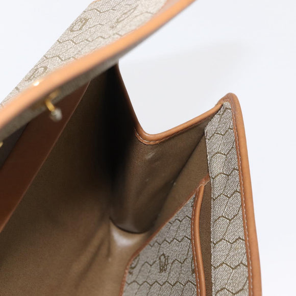 Christian Dior Honeycomb Canvas Shoulder Bag PVC Beige Gold Auth ka1500