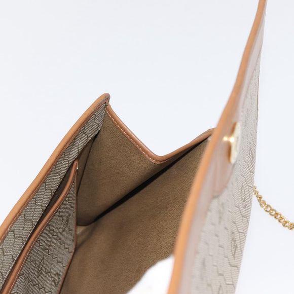Christian Dior Honeycomb Canvas Shoulder Bag PVC Beige Gold Auth ka1500