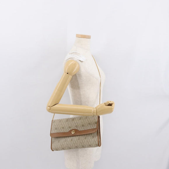 Christian Dior Honeycomb Canvas Shoulder Bag PVC Beige Gold Auth ka1500