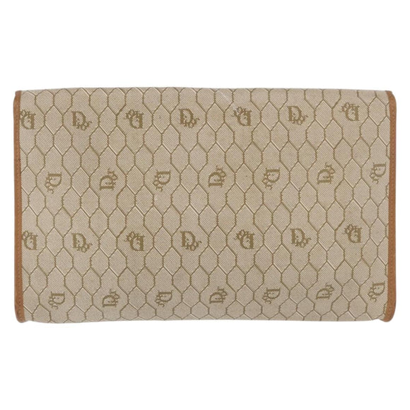 Christian Dior Honeycomb Canvas Shoulder Bag PVC Beige Gold Auth ka1500