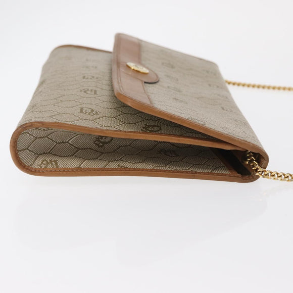 Christian Dior Honeycomb Canvas Shoulder Bag PVC Beige Gold Auth ka1500