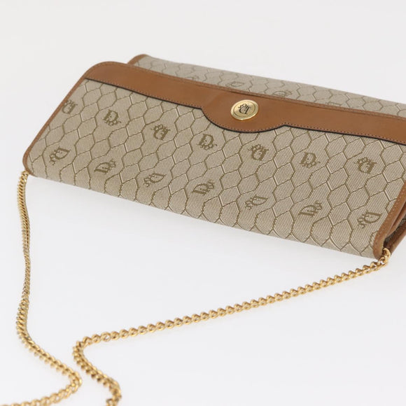 Christian Dior Honeycomb Canvas Shoulder Bag PVC Beige Gold Auth ka1500