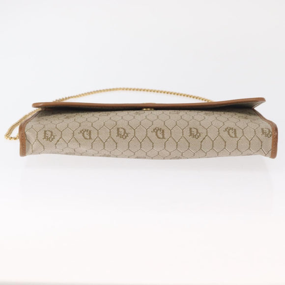 Christian Dior Honeycomb Canvas Shoulder Bag PVC Beige Gold Auth ka1500