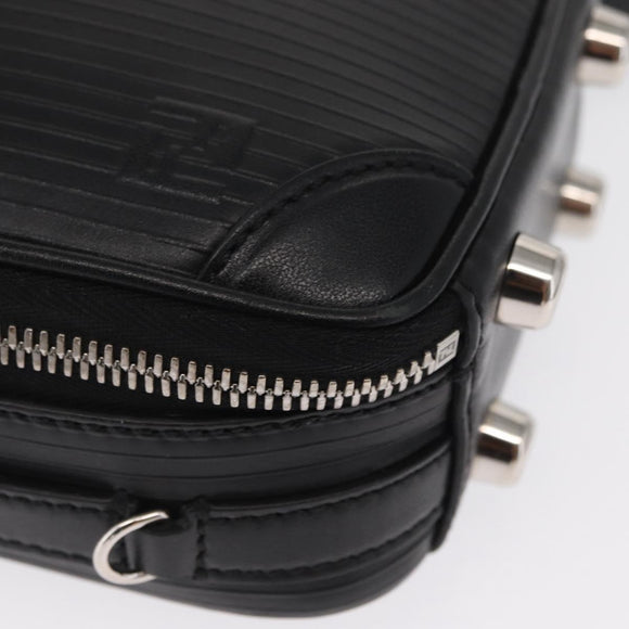 FENDI Travel Mini bag Hand Bag Leather 2way Black Silver Auth ka1501M