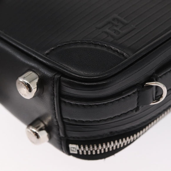 FENDI Travel Mini bag Hand Bag Leather 2way Black Silver Auth ka1501M