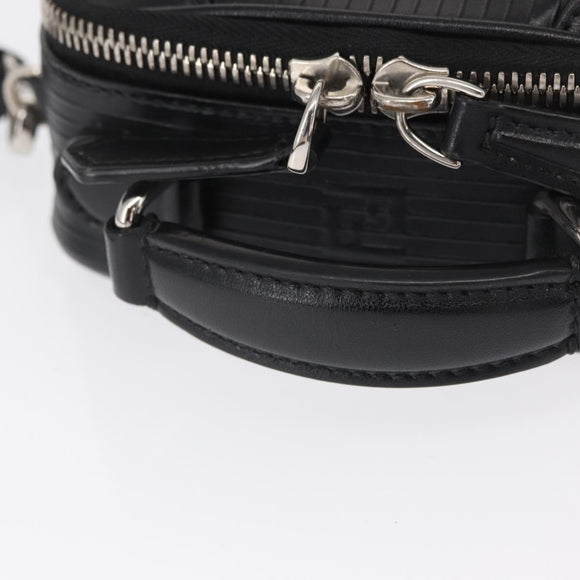 FENDI Travel Mini bag Hand Bag Leather 2way Black Silver Auth ka1501M