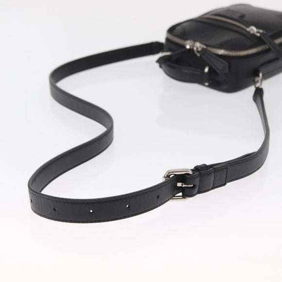 FENDI Travel Mini bag Hand Bag Leather 2way Black Silver Auth ka1501M